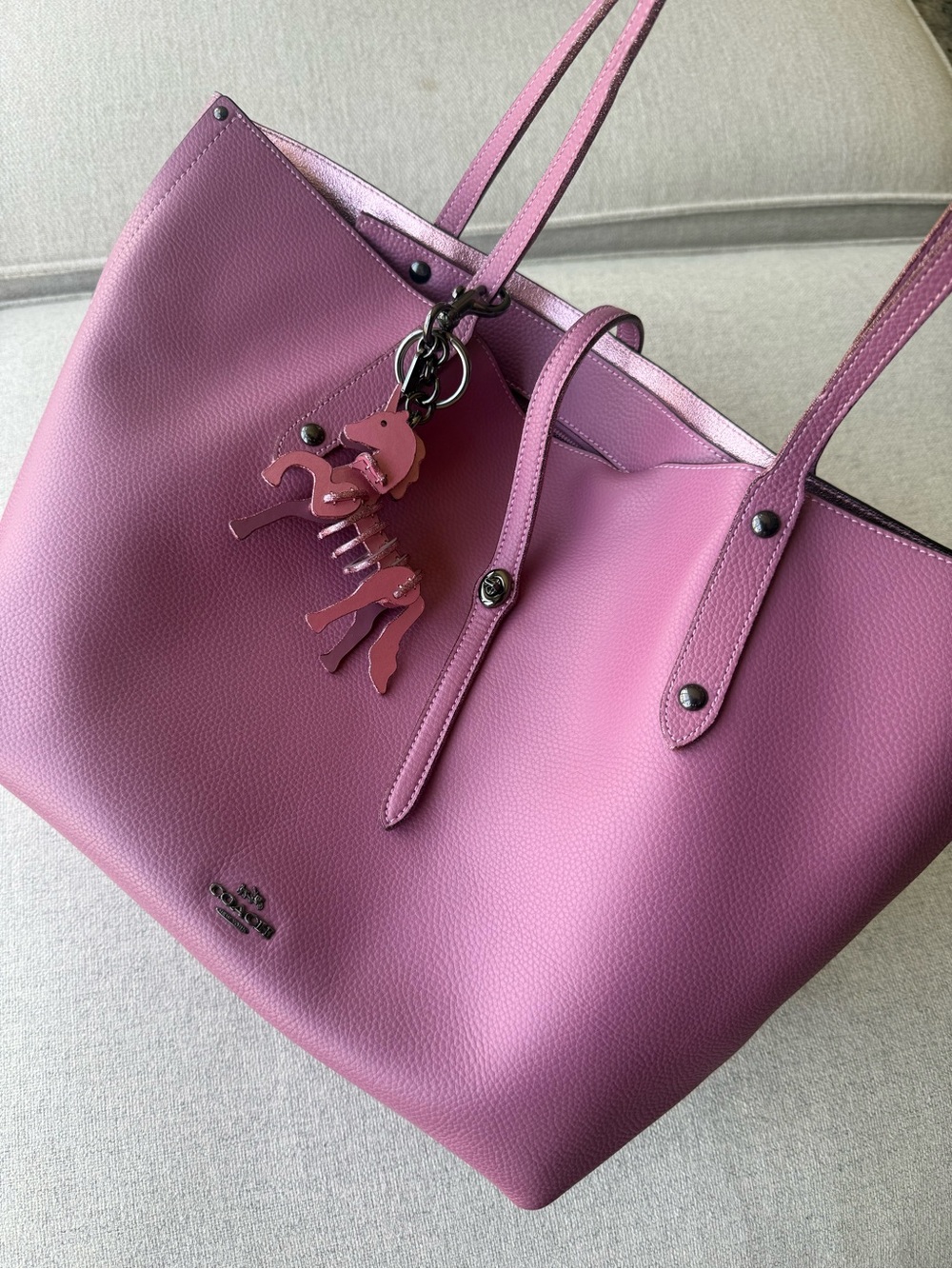Like New! Coach Primrose Market Tote with Unicorn Charm